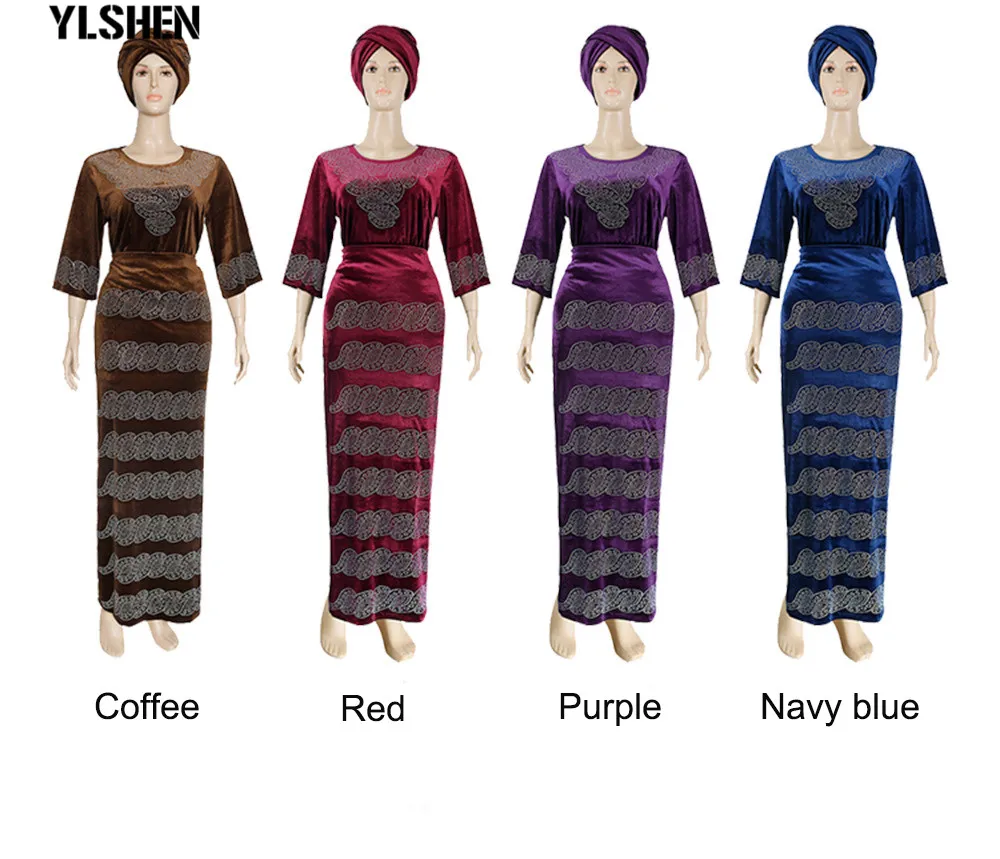 African Dresses for Women 3 Piece Set Dashiki Diamonds Tops Skirt African Clothes Bazin Broder Riche Fashion Robe Africaine Femme 09