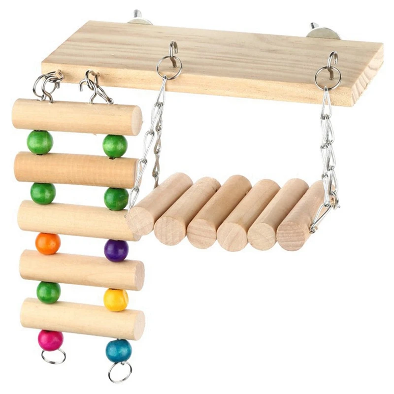 Hot XD-Small Pet Ladder Toy With Hammock Parrot Cage Hanging Hamster Swing Squirrel Chinchilla Rabbit Chewing | Дом и сад