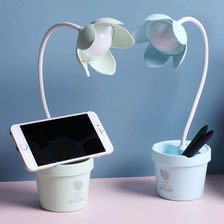 Led Table Lamps with Usb Touch Dimmable Storage Pen Holder LED Stand