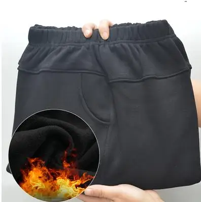 black fleece Женские штаны зимние штаны Большие женские Капри с принтом брюки с эластичной талией размера плюс 3XL-6XL брюки среднего возраста JF265 - Цвет: black fleece