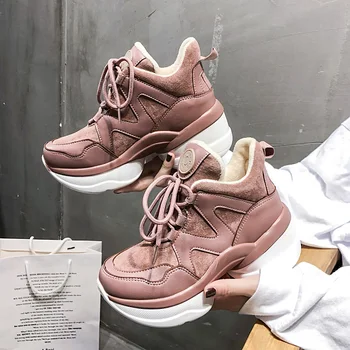 

2020 New Autumn White Sneakers Female Thick Bottom Versatile Breathable Mesh Running Shoes Women Sports Shoes E14-58