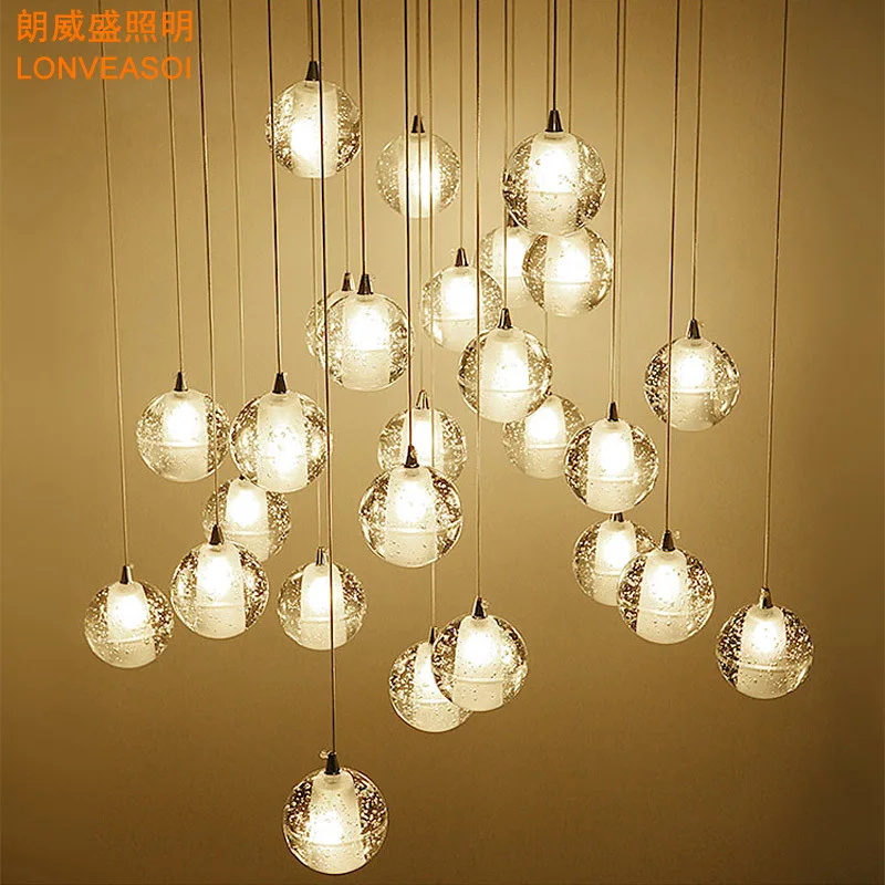 

Manufacturers Direct Selling Modern Villa Stairs Chandelier Creative Single-head LED Meteor Shower Light Single-head Crystal Gla