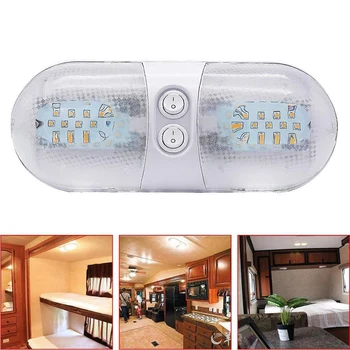 

11 Inch Double Ceiling e Lamp with On-Off Switch Indoor Lighting for Travel Trailer Camper Pickup Truck Boat 4000-4500K 48-28