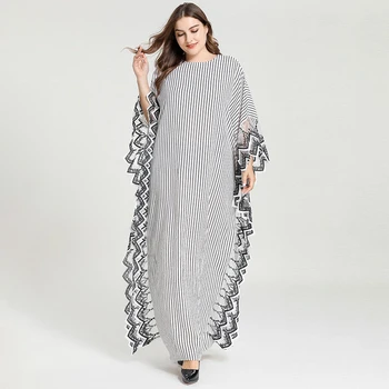 

[EWQ] 2020 New Pattern Spring Summer Round Collar Long Sleeve Striped Patchwork Pullovers Casual Dress Women AK98000