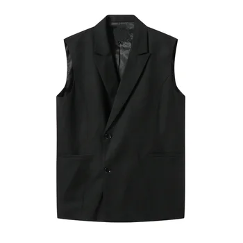 

Male Hip Hop Suit Waistcoat Outerwear Stage Clothing Men Women Streetwear Fashion Vintage Casual Loose Suit Vest Coat