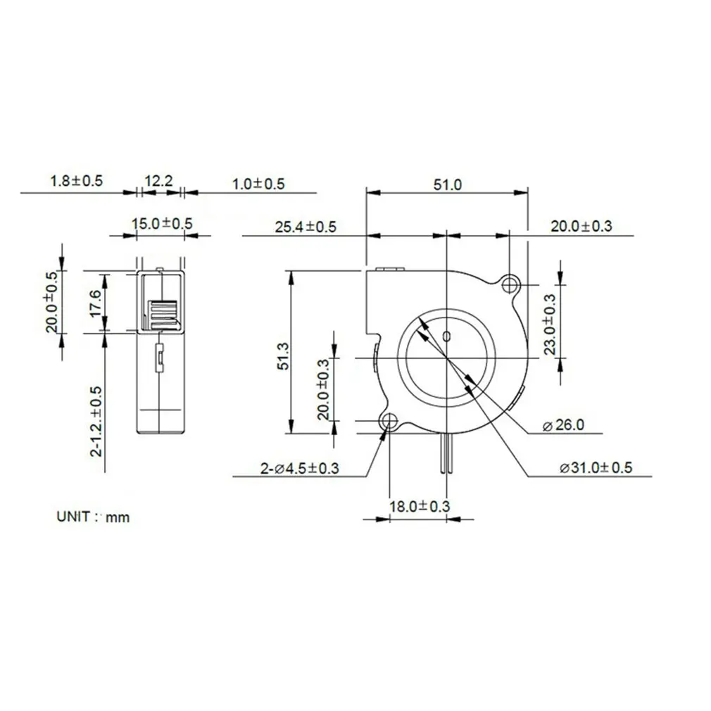 1pcs Mini Cooling Fan 3D Printer Parts 5015 Radial Turbo Blower Fan DC 12V Cooling Fan For 3D Printer Cooling Heatsinks