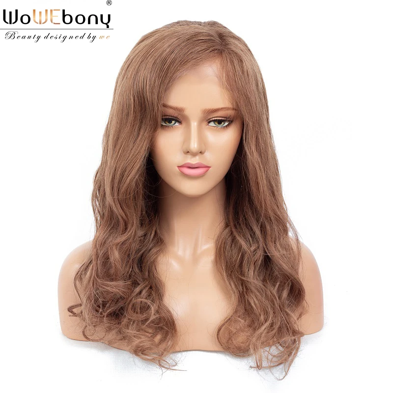 

Colored Human Hair Wig T8 #9 Ombre 13x4 Lace Front Wig 100% Brazilian Virgin Wavy Hair Pre Plucked Hairline Salon Hair WoWEbony