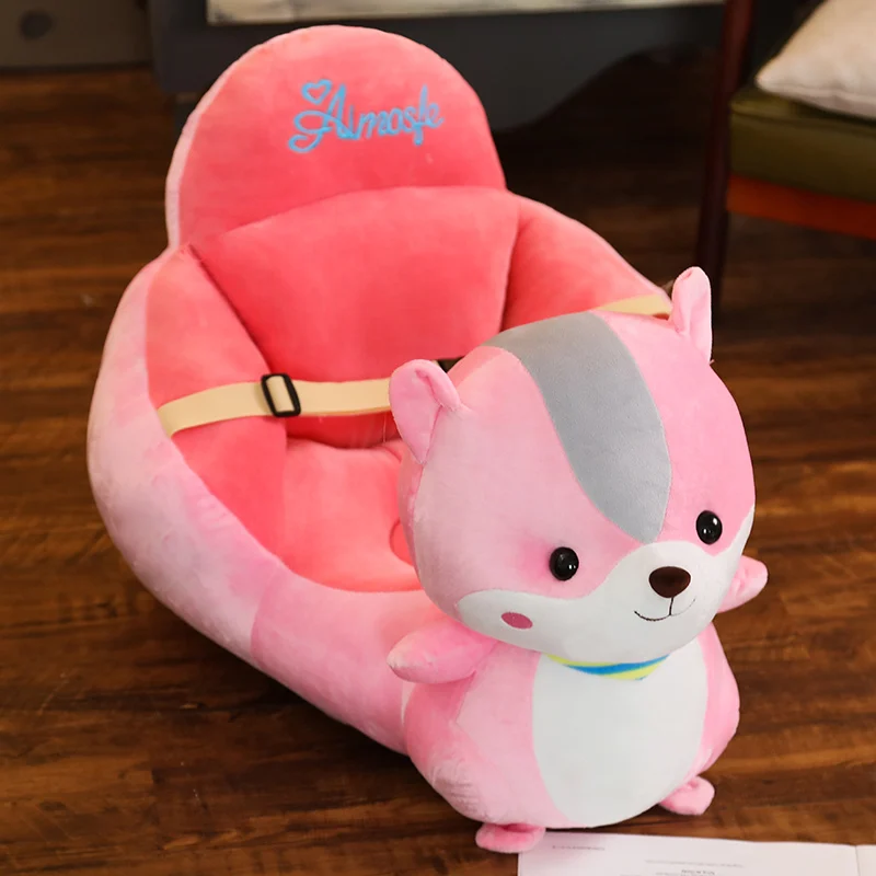 Мягкий детский диван плюшевые животные игрушки для детей безопасности стул чучело Пингвин игрушечные единороги плюшевые детские сиденья младенческой кормления игрушечные кресла - Цвет: Розовый