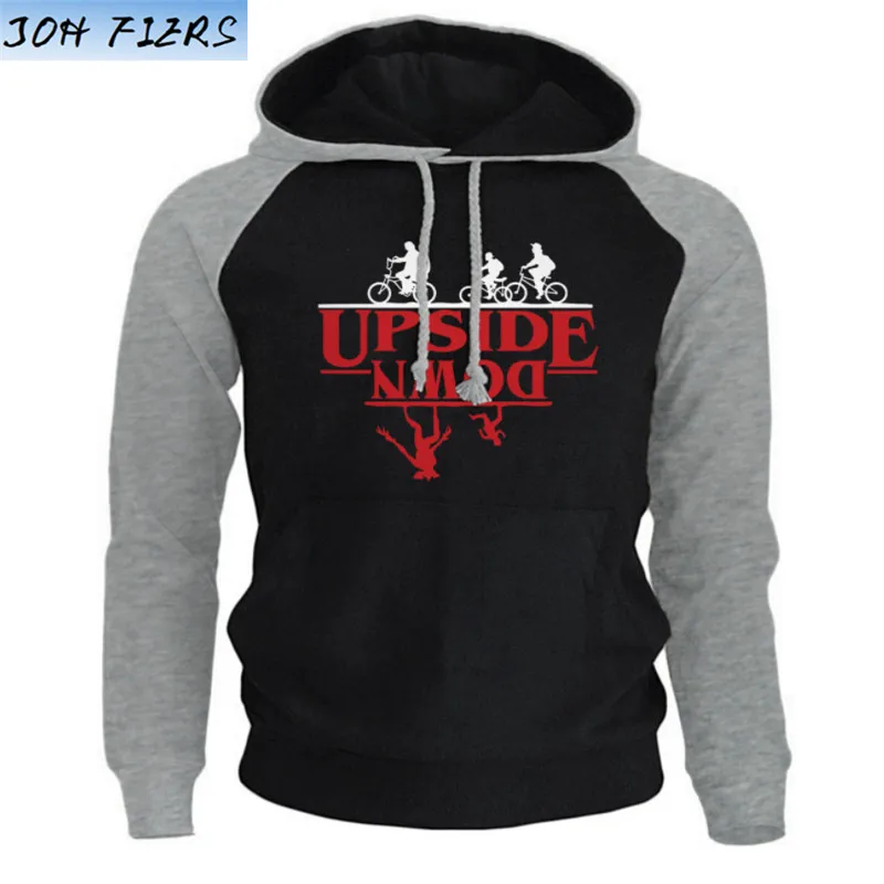 

UPSIDE DOWN Fashion Streetwear Hoody 2019 Autumn Winter Fleece Raglan Hoodies Men Stranger Things Sweatshirt Harajuku Hoodie