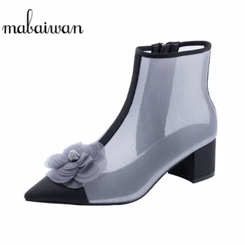 

Mabaiwan 2020 Summer Ankle Boots Hollow Out Low Heel Gladiator Mesh Hole Sandals Women Female Short Breathable Cool Casual Shoes