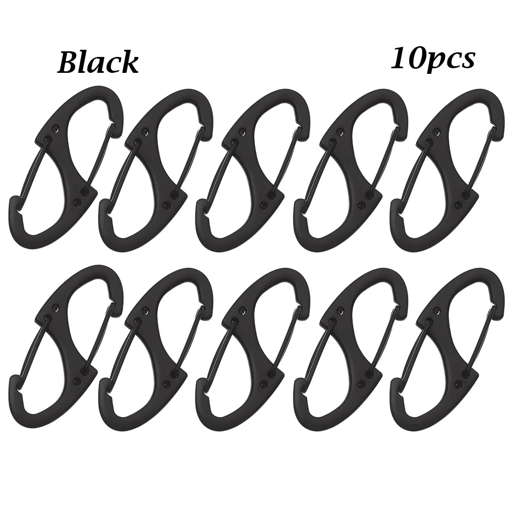 10pcs Black 1/2/3/5/10 шт камер Мгновенной Печати Mini 8 Форма Портативный металлическая цепочка для ключей брелок висит спускового крючка зажим - Название цвета: 10pcs Black