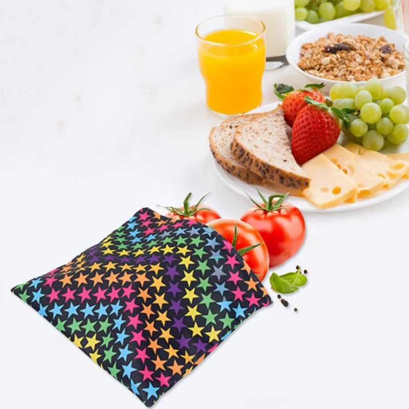 3PCS Snack Bag Reusable Washable Beeswax Sandwich Lunch Bag Organic Food Wrap Child School Travel