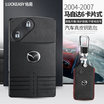 

luckeasy leather key cover 2 button for Mazda 3 5 6 8 M8 CX-7 CX-9 Smart car key case wallet holder key holder key4y