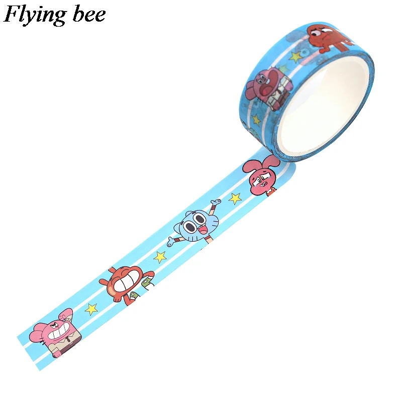 Flyingbee 15 мм х 5 м удивительный мир жевательной резинки лента Washi Бумага DIY декоративный мультфильм клейкая лента Маскировочные наклейки ленты X0694