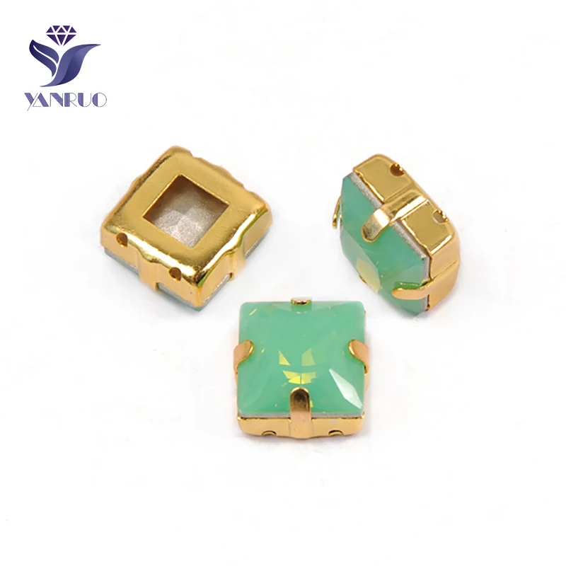 Pacific Opal Yanruo 4447 принцесса квадратные стеклянные драгоценные камни DIY Декоративные Камни Точка назад стразы с отверстиями Стразы для одежды аксессуары - Цвет: Pacific Opal