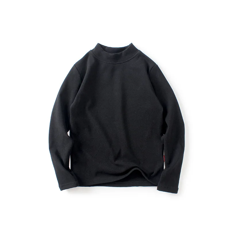 Girls Tshirt Autumn Winter Korean Children Warm Bottoming Shirt Kids Tops Candy Color Turtleneck Tshirts for Boys 5-14Yrs - Цвет: Черный