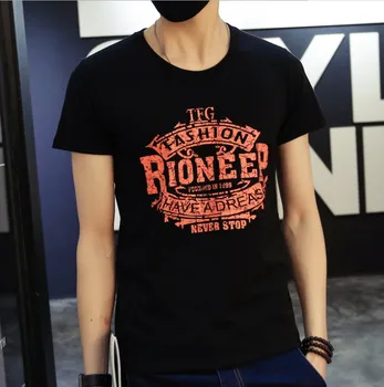 

Summer new men's street letter characters print loose short-sleeved T-shirt 7173