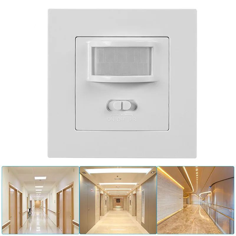 

PIR Sensor Switch Motion Activated Auto W/ ON/OFF LED Light Switch 110V-240V Adjustable Light
