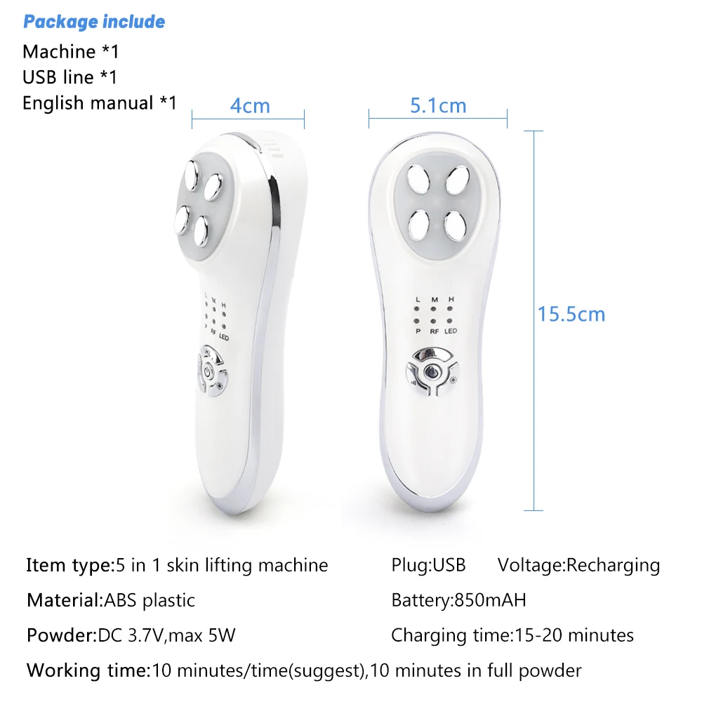 5 In 1 LED RF Photon Therapy Facial Skin Lifting Rejuvenation Vibration Device Machine EMS Ion Microcurrent Hot Cold Massager 5 In 1 LED RF Photon Therapy Facial Skin Lifting Rejuvenation Vibration Device Machine EMS Ion Microcurrent Hot Cold Massager