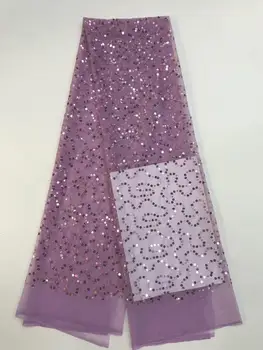 

Purple Color Sequined Embroidery Lace Fabrics Delicate Leaves Plant Flower Embroidery Lining Costume Wedding Dress Fabric FD826