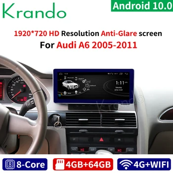 

NEW Krando Android 10.0 10.25'' 4G 64G Car Radio for Audi A6 A6L 2005-2011 IPS Screen GPS Multimedia Player Carplay Audio MMI