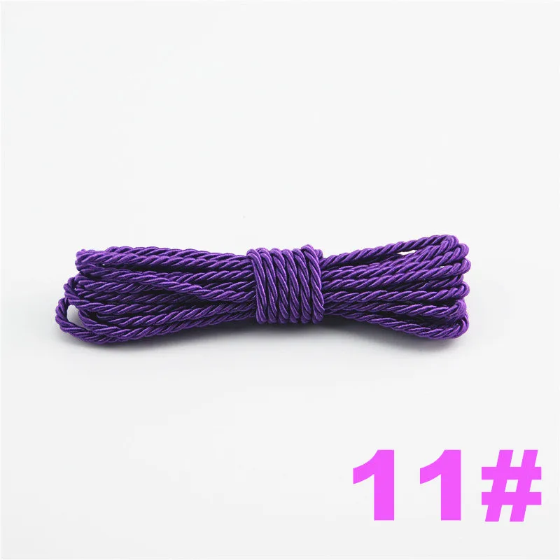 DIY Cord Jewelry findings 3 мм сплошной цвет 3 плетеный шнур декоративная скрученная атласная полиэфирная нить 100 м/шт. DS217 - Цвет: 11