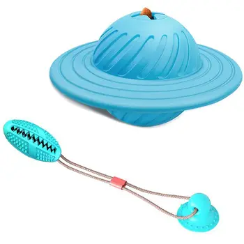 

1pcs Ball Interactive Food Dispensing Dog Chew Toys & 1pcs Pet Cats Dogs Interactive Suction Cup Push Tpr Treat Ball Toy