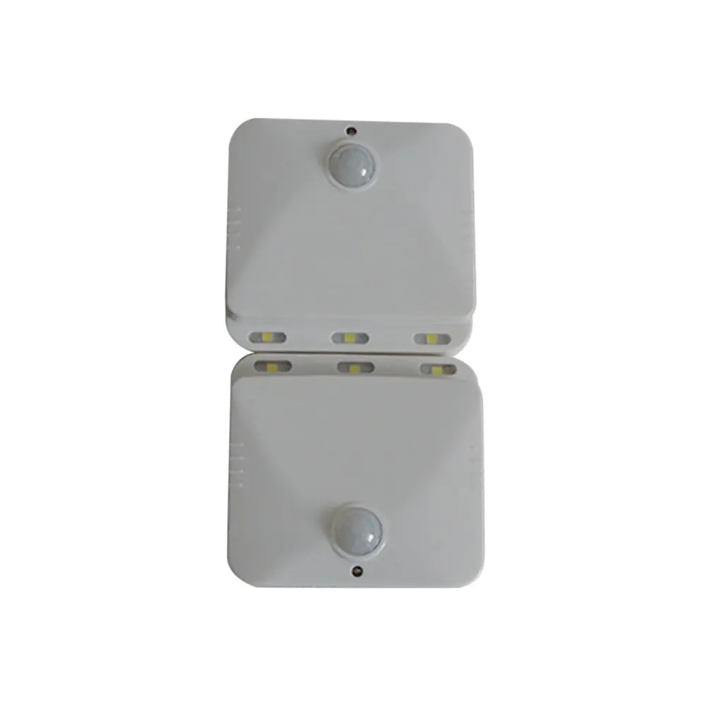 

2 Pcs Battery Operated Night Lamps LED Indoor Induction Light Motion Sensor Footlight for Stairs Step Staircase Square Light