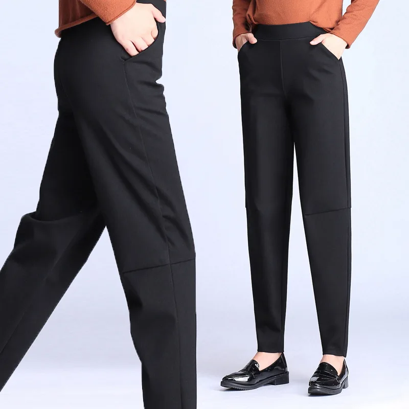 

HarLan Black New Style Plus-sized Increase the Fat Mm WOMEN'S Long Pants Loose Elastic Casual Banana Baggy Pants
