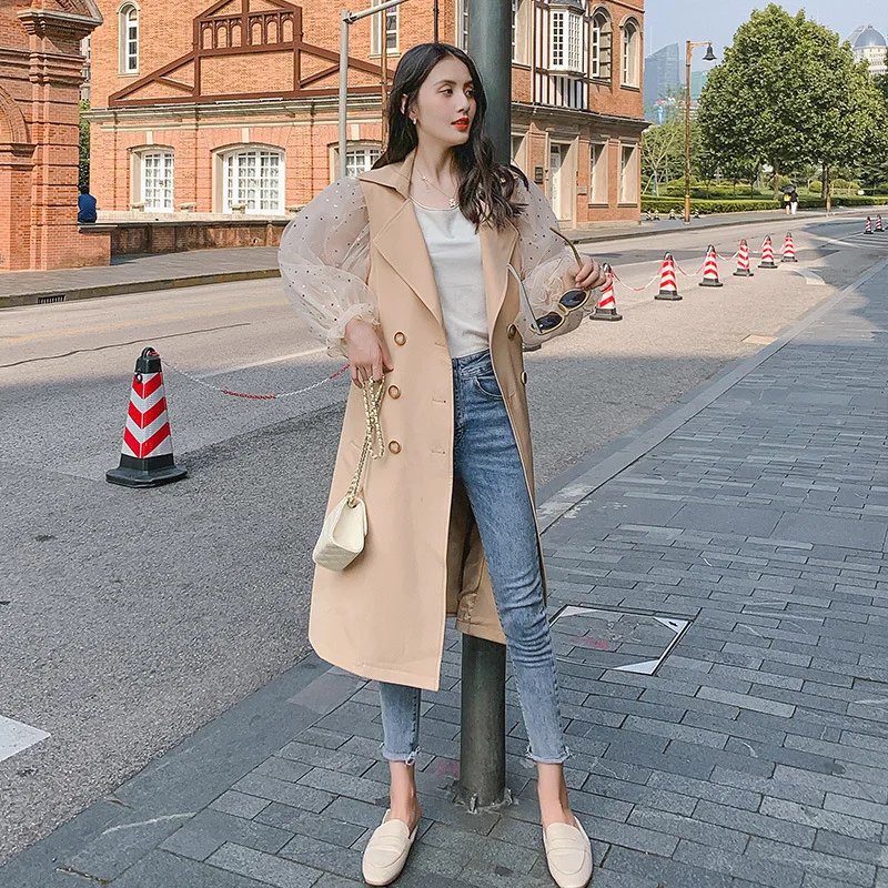 

Fashion Comfortable Trench Coat 2019 Autumn Mid-length Double Breasted Elegant