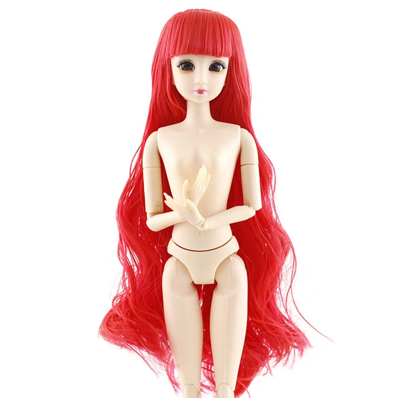 Новые длинные парики 30 см 20 подвижные шарнирные куклы игрушки 3D глаза женские обнаженные голые куклы голова с телом Модная Кукла игрушка для девочек