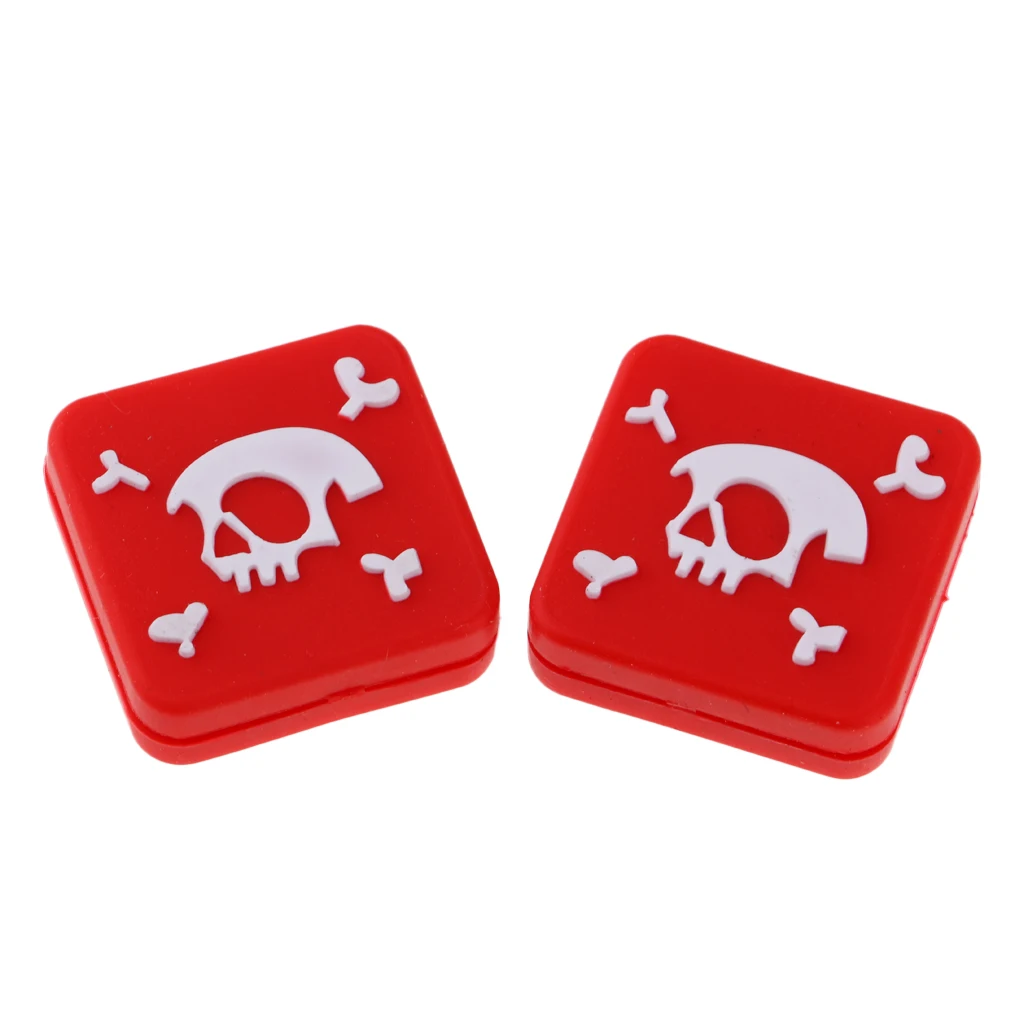 2 Pieces Cool Skull Skeleton Square Silicone Tennis Racquet Shock Absorber Vibration Dampeners - Black/Red