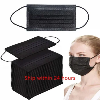 

20/50/100pcs Black Mask Mouth 3 Layers Activated Bamboo Carbon Prevent Anti-Dust Bacteria Repeatability Civil Mouth Face Mask