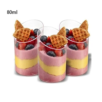 

30Pcs 80ml Dessert Cup Mousse Cake Cup Transparent Bevel Cup Disposable Plastic Tableware Birthday Party Wedding Supplies