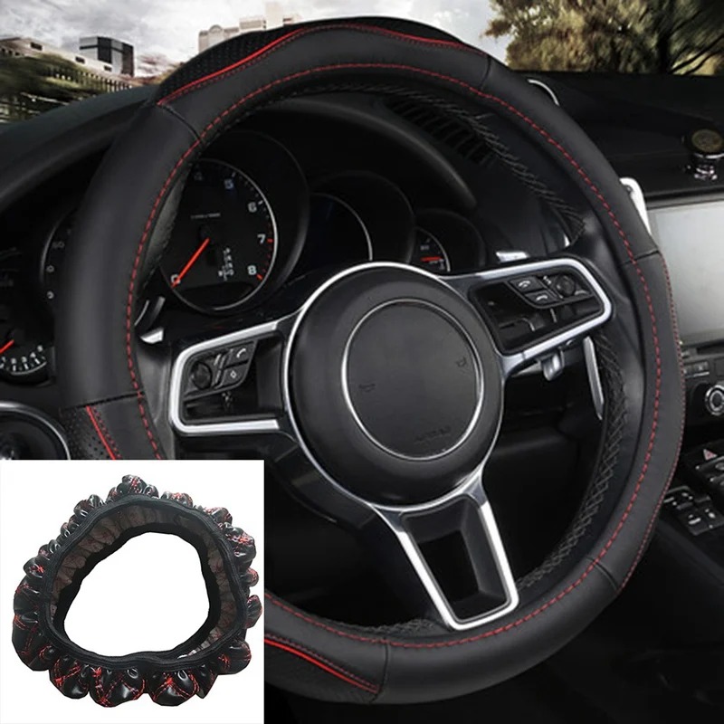 Universal Automobile Wheel Cover PU Material Car Steering Wheel Cover Elastic Hubs Steering Cover