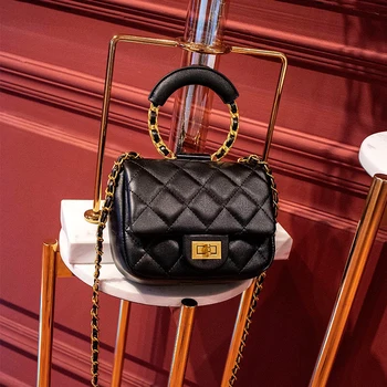 

Grid Chain Senior Small Handbag Lady High quality Elegant Small Square Bag Shoulder Bag French Luxury Brand Style Messenger Bag