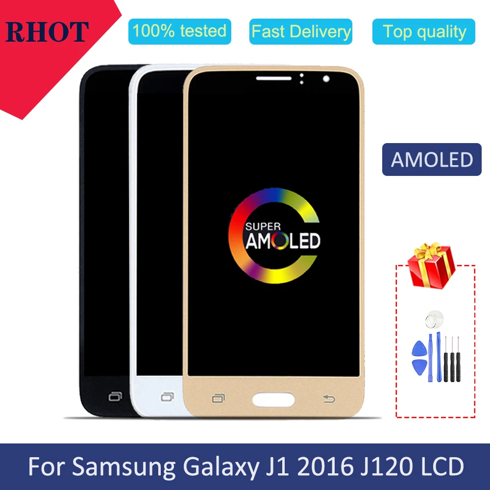 100% протестированный супер AMOLED 4 5 &quotJ120 ЖК экран для Samsung Galaxy J1 2016 J120 J120A J120F J120M