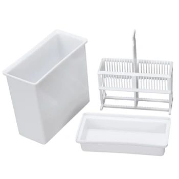 

Promotion! 2 in 1 White 24 Pieces Microscope Slides Staining Rack Dish Set