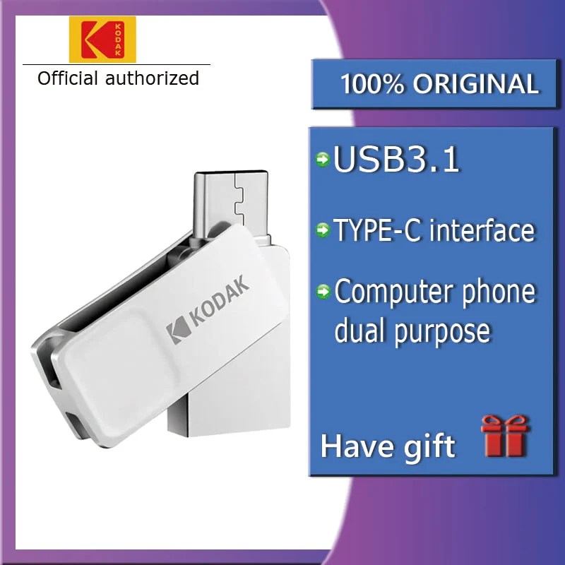 Kodak USB флеш-накопитель USB3.1 K223C металлический usb type-C двойной интерфейс 16 ГБ 32 ГБ 64 Гб 128 Гб карта памяти U диск USB 3,0 флеш-накопитель