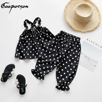 

Gooporson Fashion Little Girls Clothing Set Dots Flower Chiffon Suspenders Top&shorts Cute Toddler Kids Outfits Children Clothes