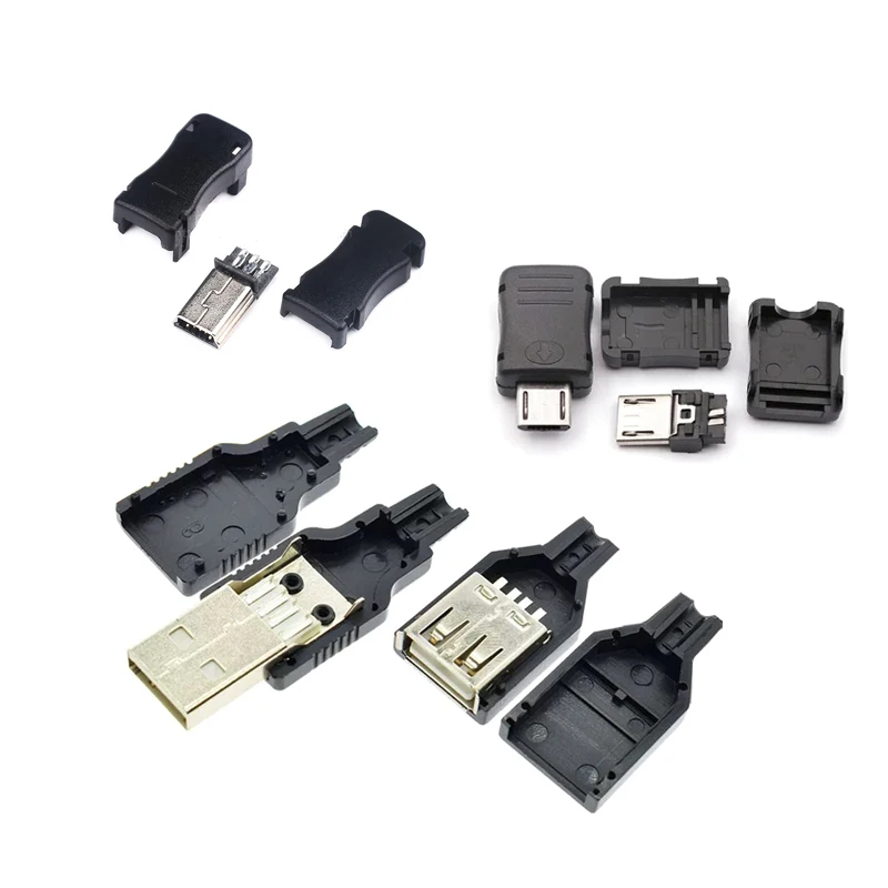 

10set Type A Male USB 4 Pin Plug Socket Connector With Black Plastic Cover micro MK5P mini usb diy kit