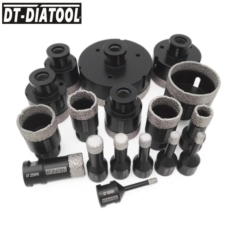 DIATOOL 1pc Diamond Drills Cup Saw Drilling Bits Hole Saw Tile Drill Core Bit for Tile Ceramic Porcelain Tile Crowns M14 Thread dt diatool 6 50mm 8pcs box diamond drill core bits sets dry m14 hole saw chamferer reaming crowns porcelain tile granite ceramic