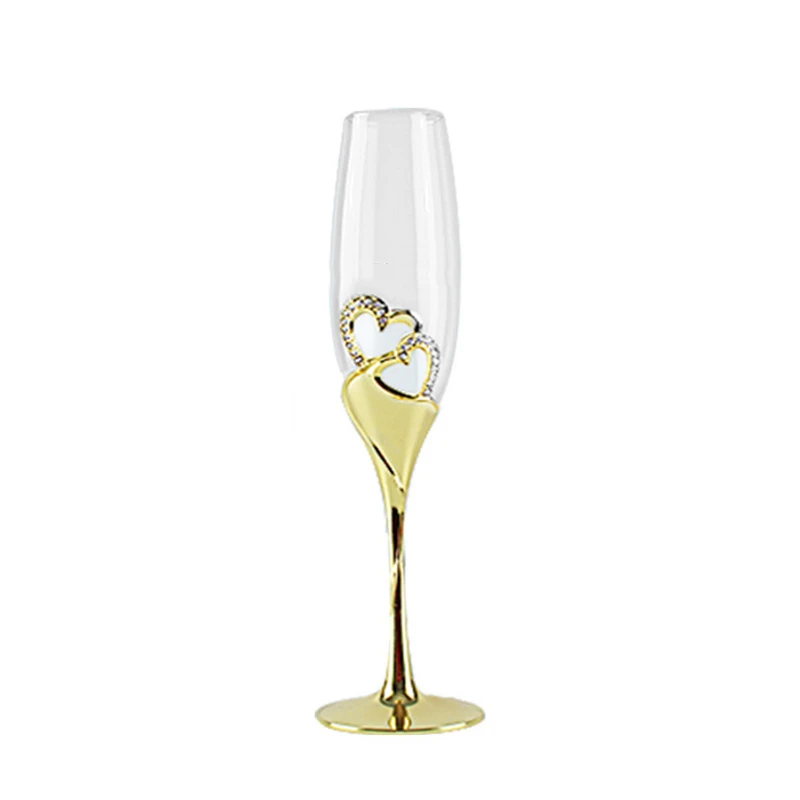 Nordic Kristallen Champagne Glazen Beker Wijn Glas Bruiloft Beker Gouden Hart Vormige Metalen Copas De Cristal Gift FJ010|Cocktail Glass| - AliExpress