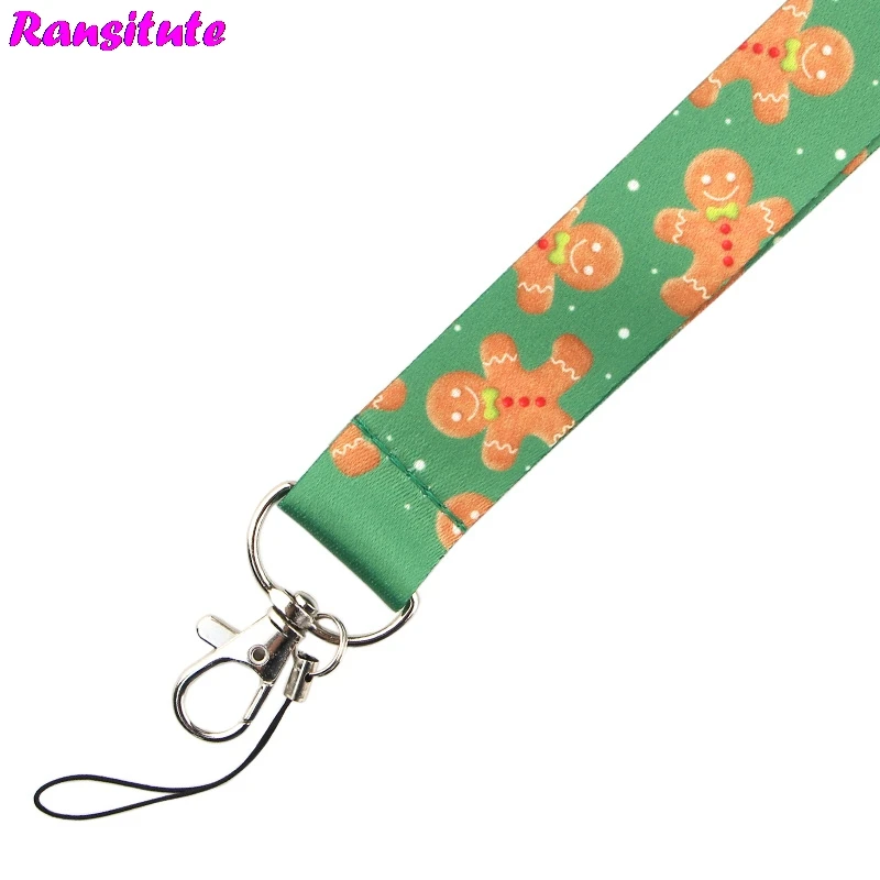 Christmas bear biscuit mobile phone lanyard key ID card USB badge holder DIY fashion neckband decorative lanyard R676