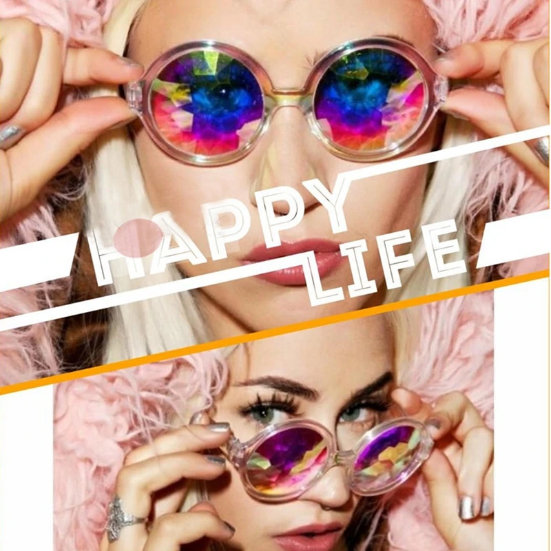 Калейдоскоп очки Rave праздничные вечерние солнцезащитные очки Diffracted Lens-розовый