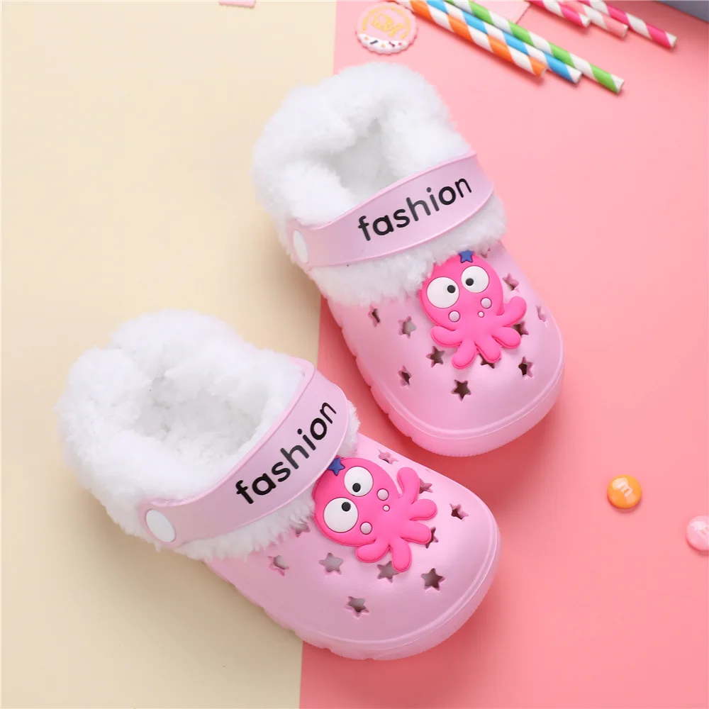 Children Mules Clogs Kids Winter Summer Garden Shoes Girl Boy Slippers Shoes Cute Cartoon Warm Home Slippers Hole Baby kids sandals garden clogs shoes suede mules slippers suede clogs eva house slippers
