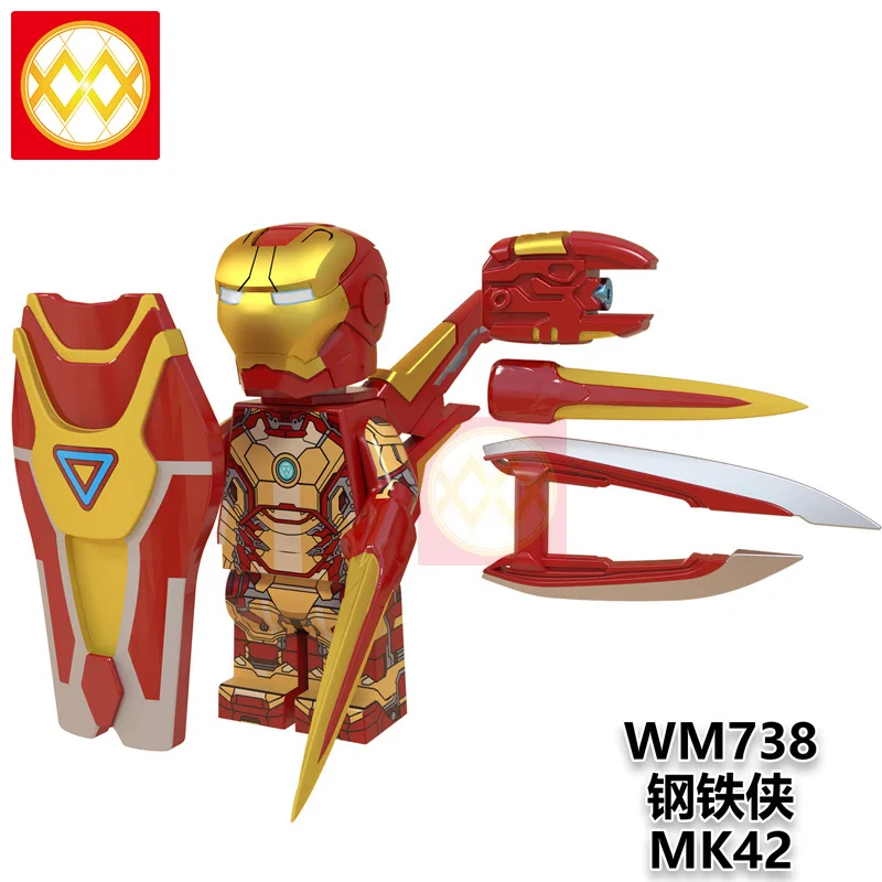 50 шт./партия X0246 Железный человек серии Marvel Супер Герои кирпичи MK36-MK42 Железный человек собрать строительные кубики, детские игрушки - Цвет: Темно-серый