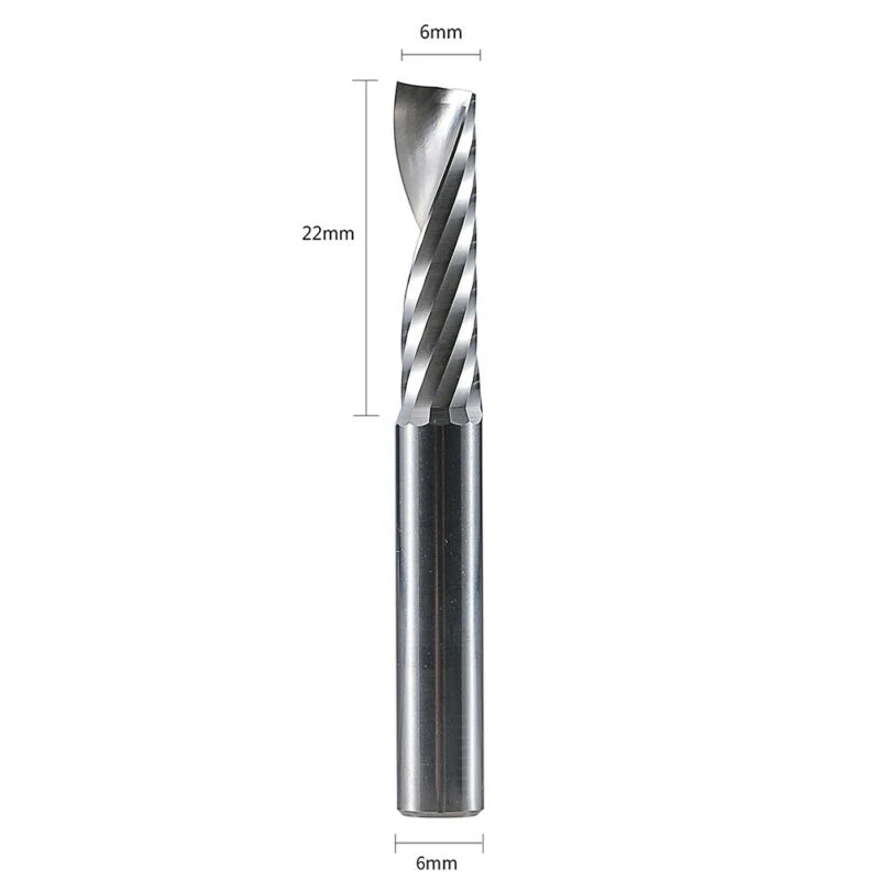 

Carbide Single-Flute Spiral End Mill Shank For MDF CNC Router Bit 6mmx22mm