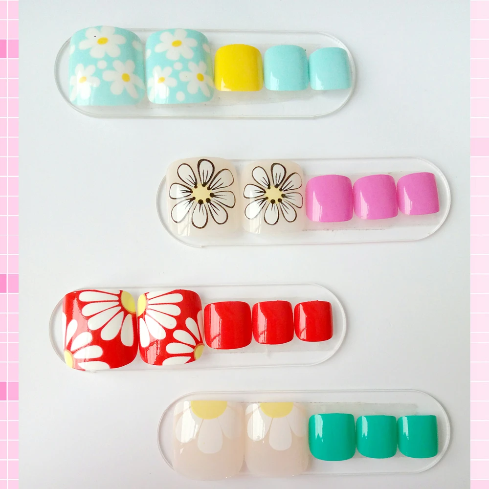 

24Pcs New Design Artificial Fake Toenails Flower False Toe Nails For Lady DIY Foot Nail Art Tips