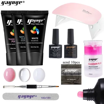 

UK shipping Yayoge 9 PCS/Set Poly Nail Gel Set Building Gel Nail Polish UV LED Nail Tips Gel Varnish Polygel Set For Home Use